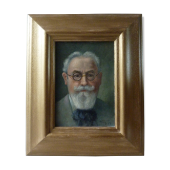 Portrait d'un homme barbu des années 40 signé et daté