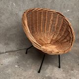 Fauteuil enfant en osier vintage design