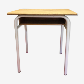 School desk with locker wooden massif and tube metal