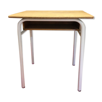 School desk with locker wooden massif and tube metal