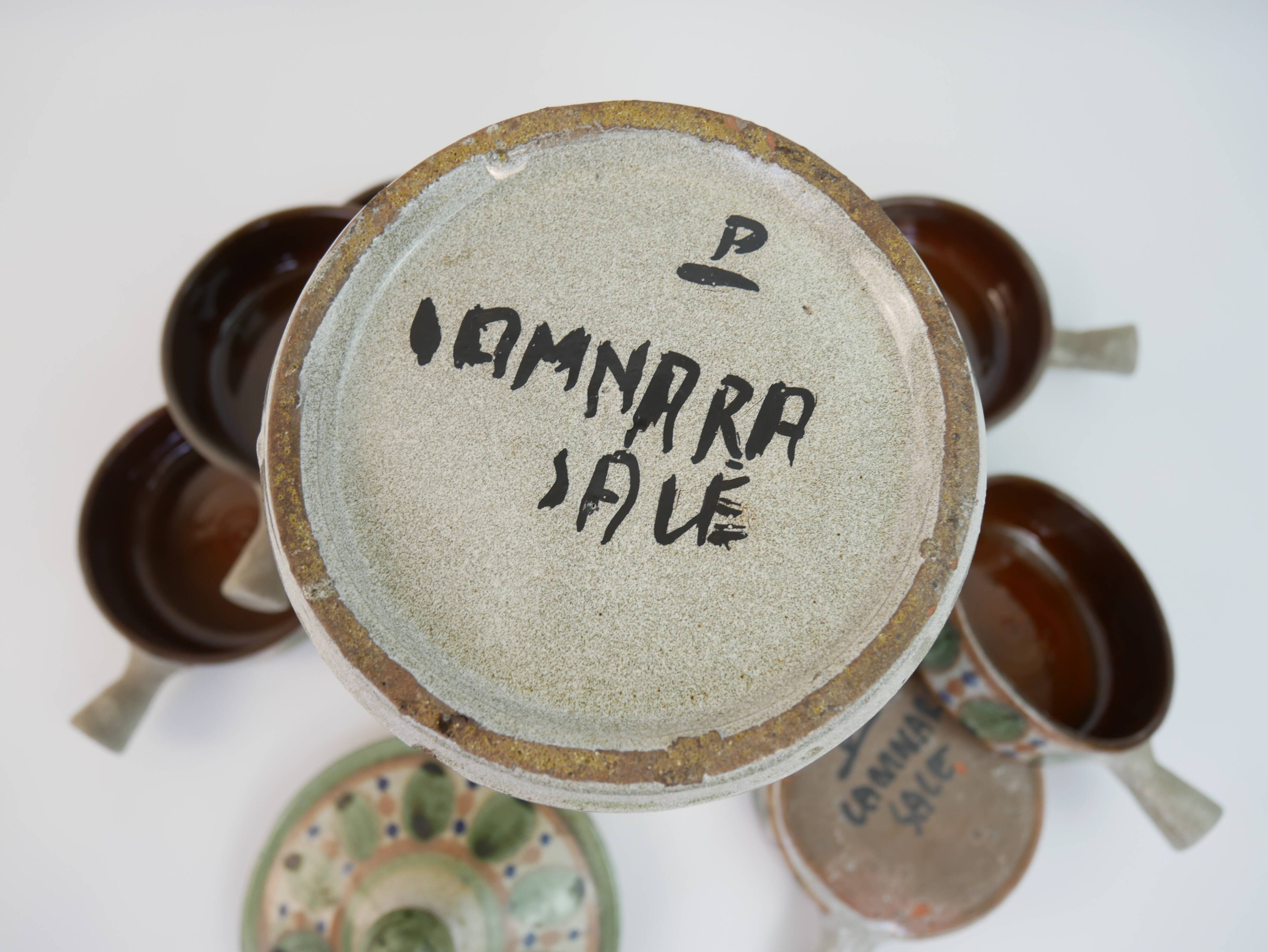 Ceramic aperitif service signed Lamnara Salé Maroc