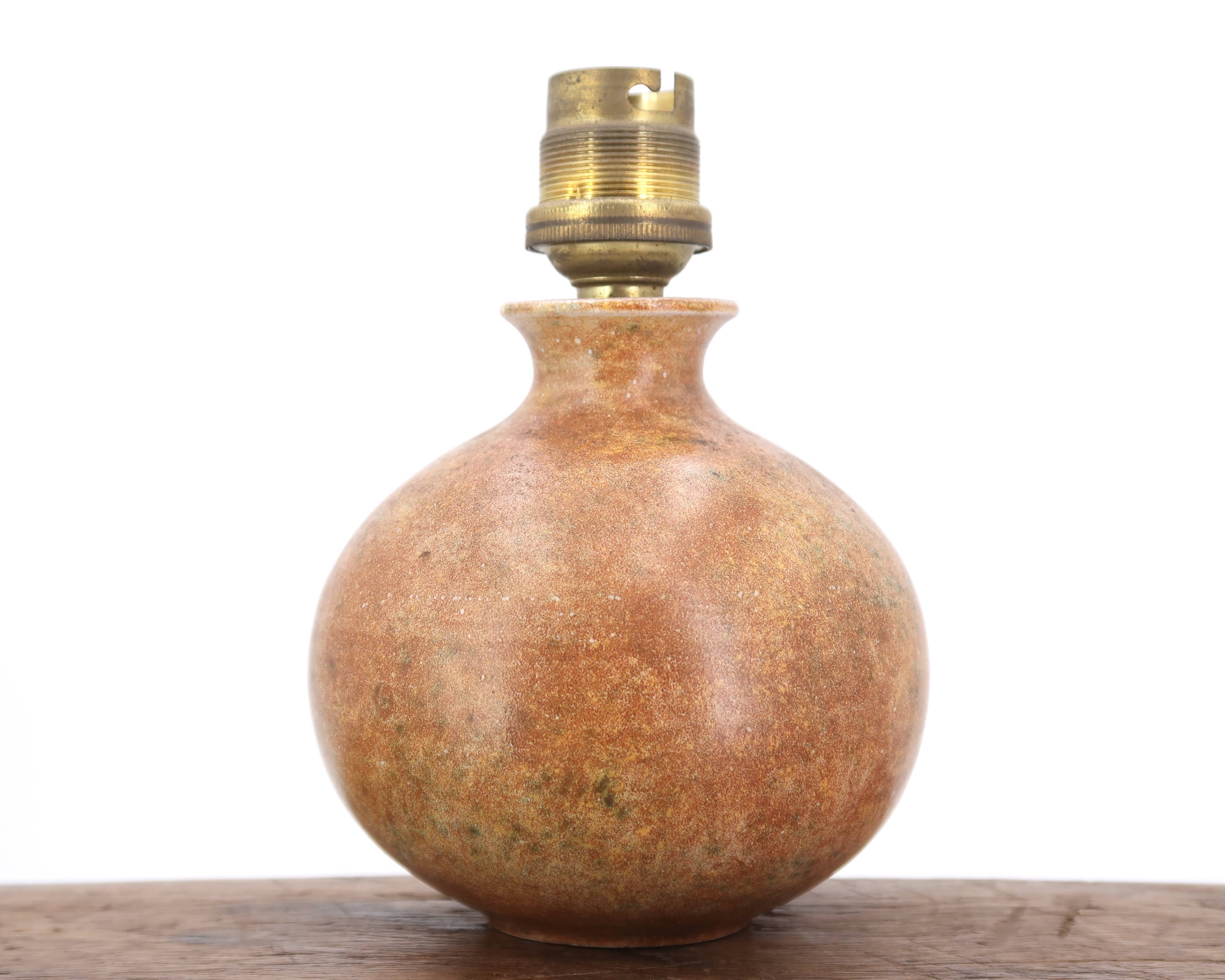 Brown ceramic lamp by pierre scheffer, 1970s