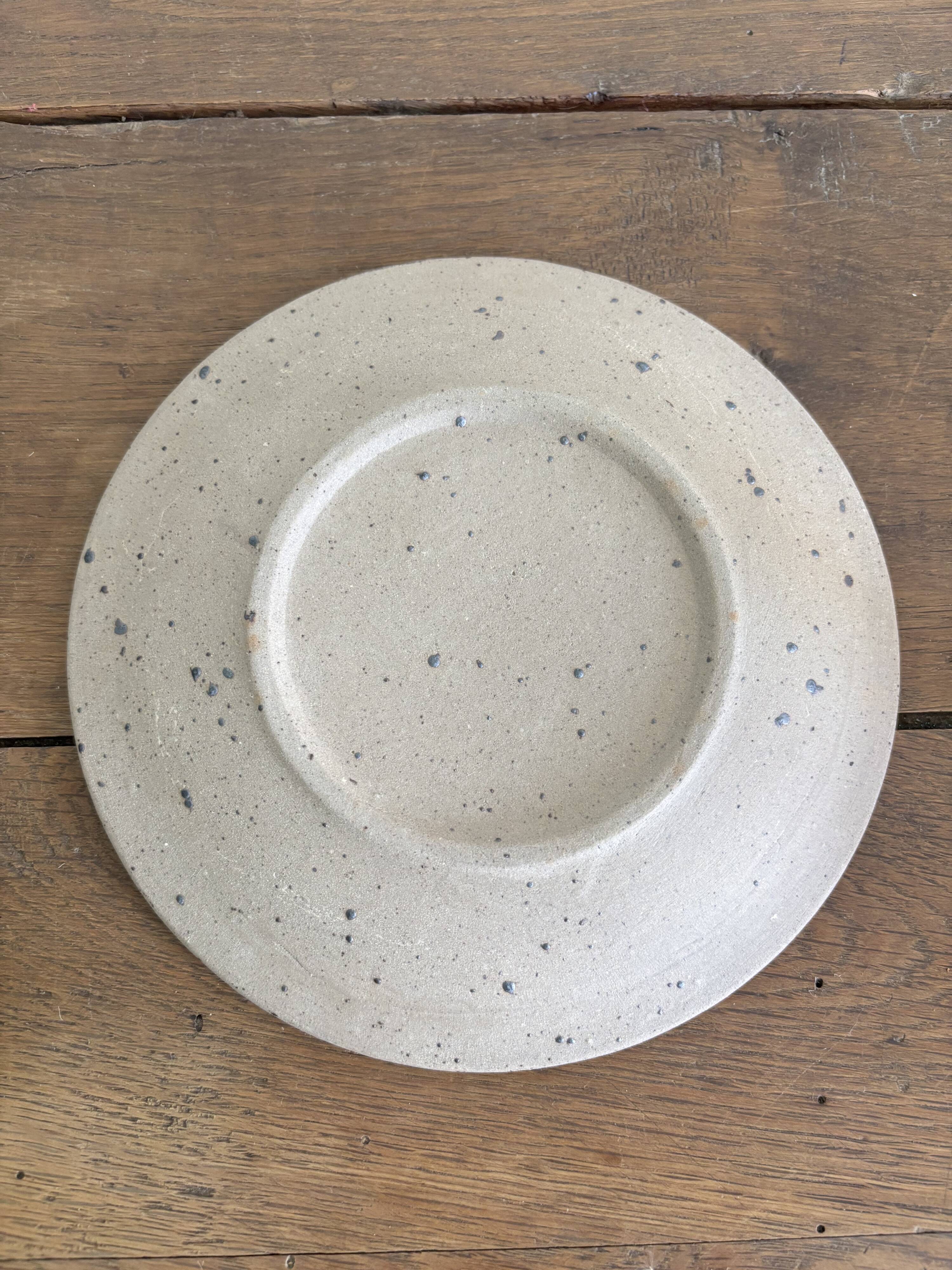 Vintage dessert plate in stoneware Origin Le Puisaye – 1970s