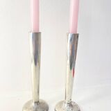 Pair of silver-plated metal candlesticks, 1930