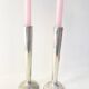 Pair of silver-plated metal candlesticks, 1930