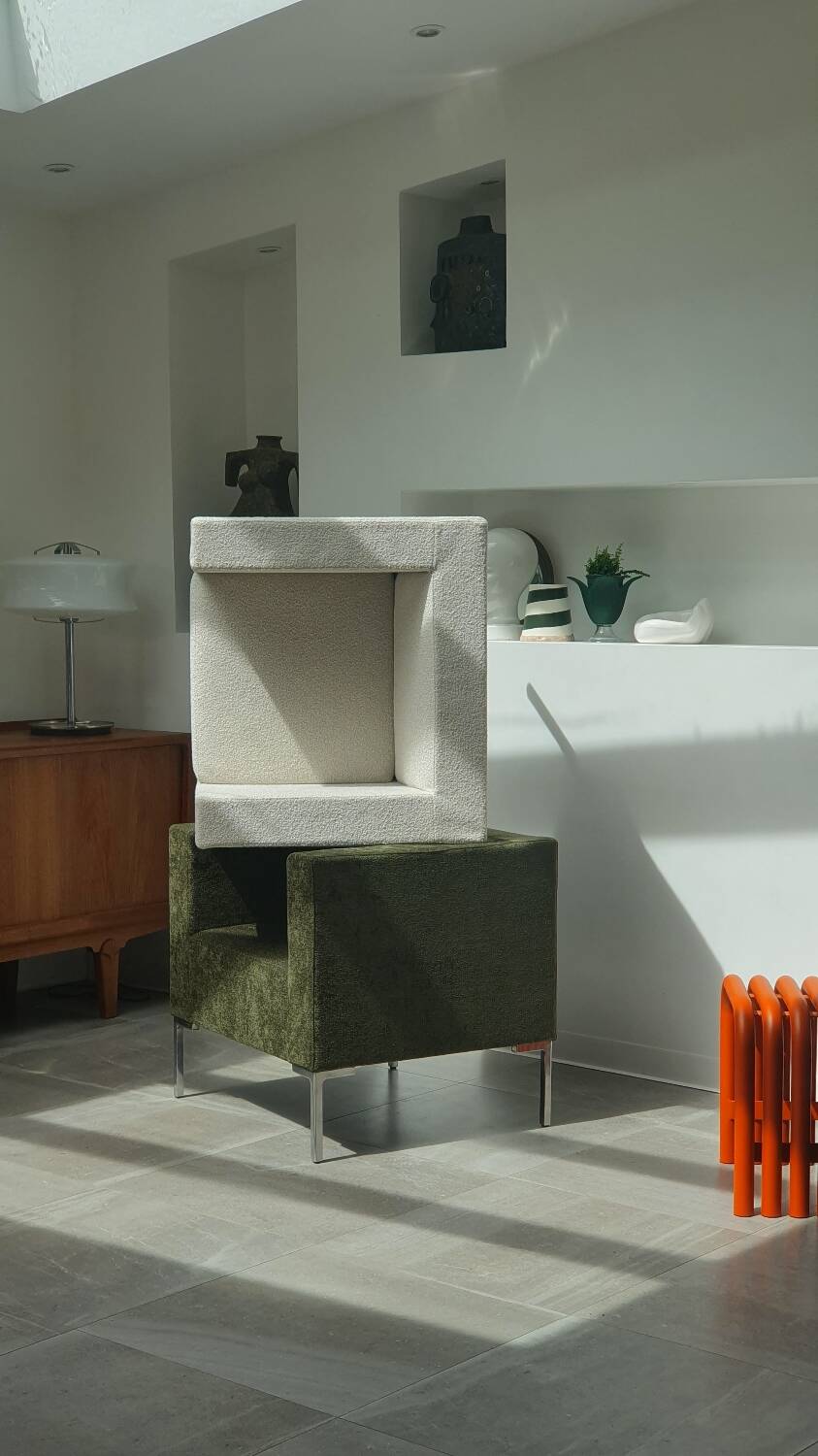 Italian design ecru armchair