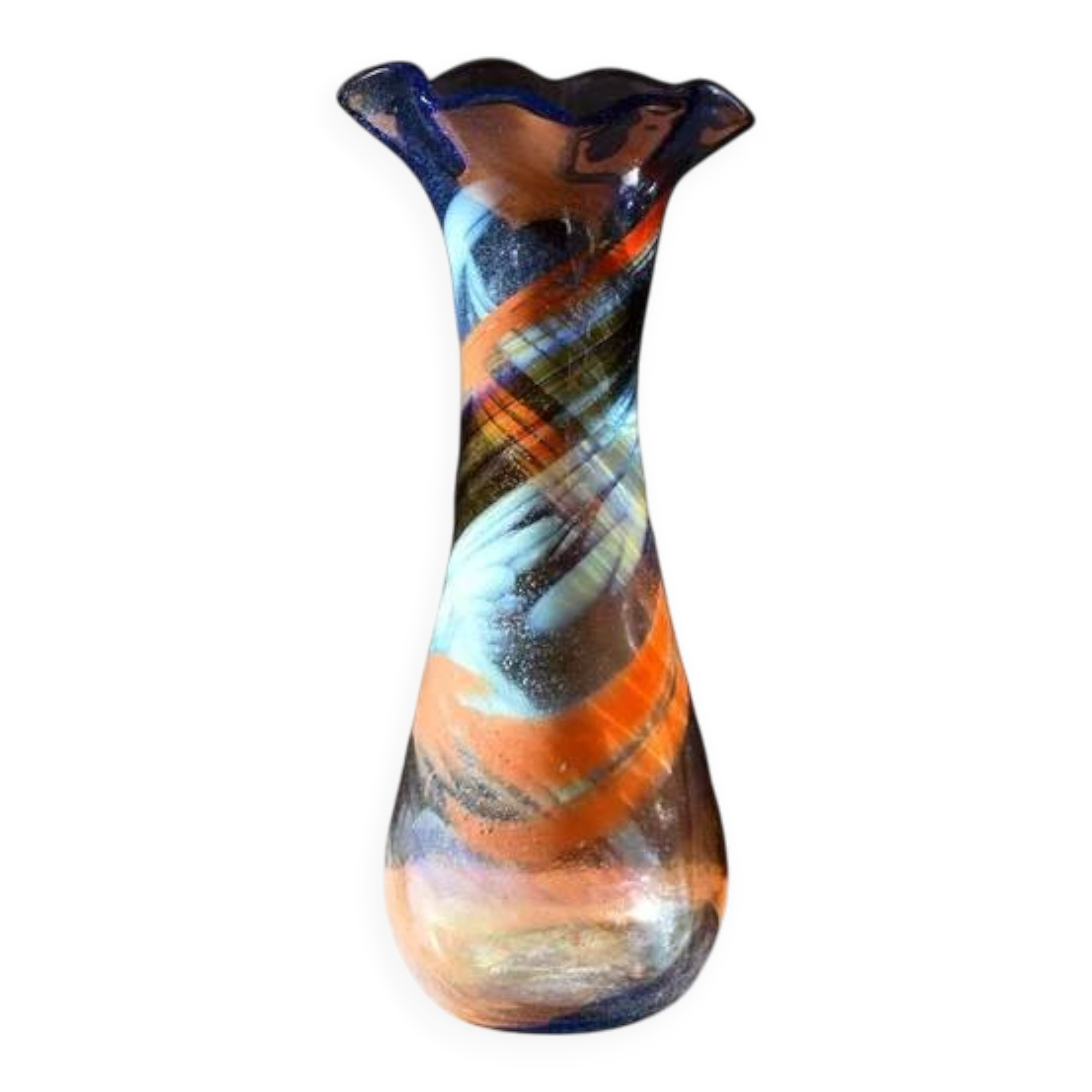 Large free-form art glass vase by Gyula Budveszel, Hungary, 1990s