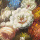 Oil on panel: still life with flowers