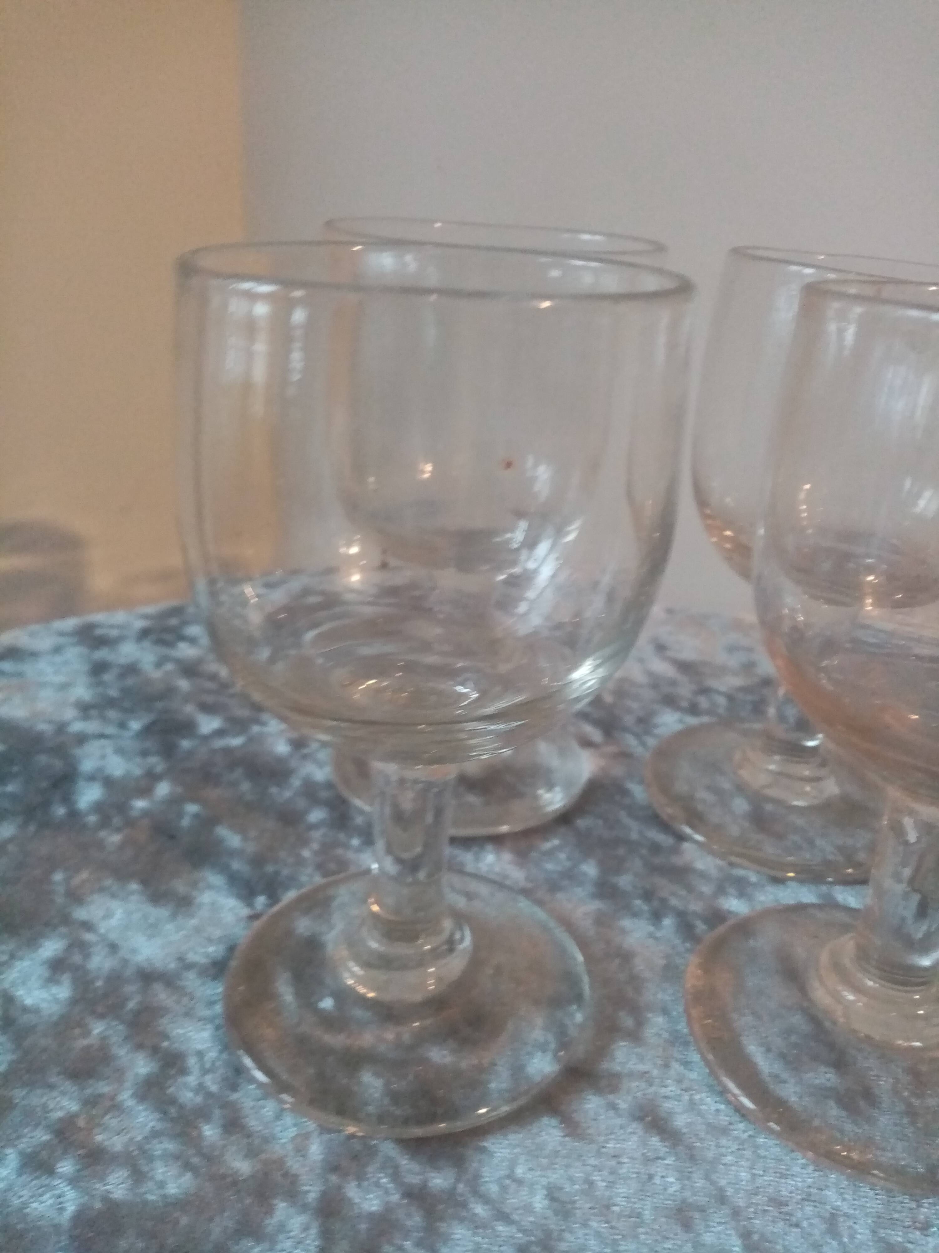 Serie de 6 verres ballon de bistrot 19ème en verre souffle