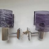 Paire d'appliques murales violet années 70