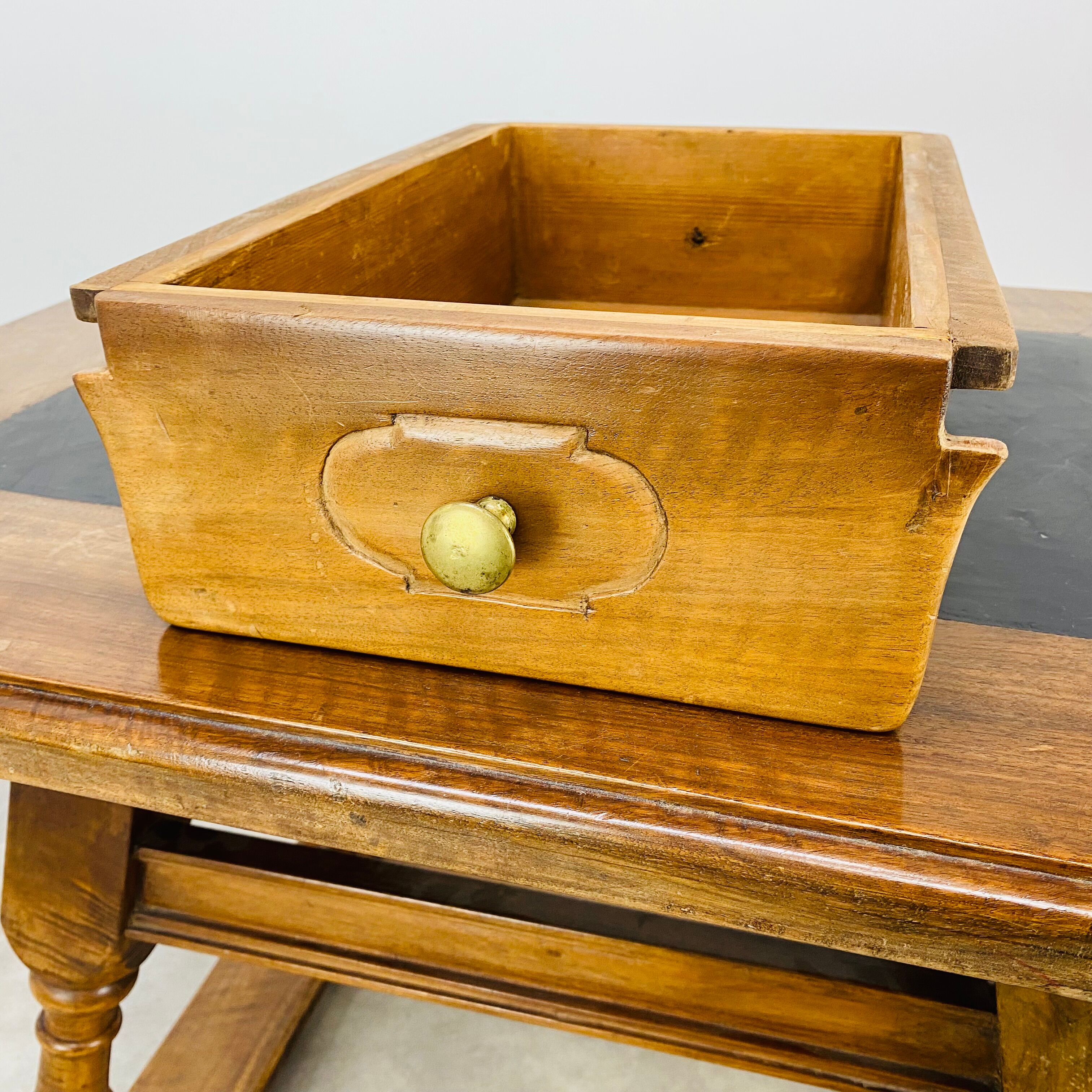 Swiss wood and slate money changer table