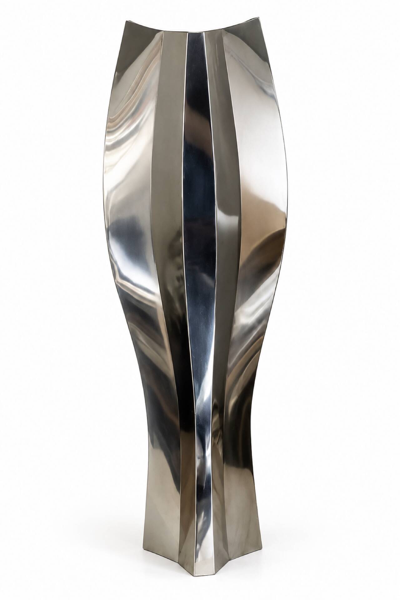Large sculpture vase signed – polished mirror stainless steel – circa 199