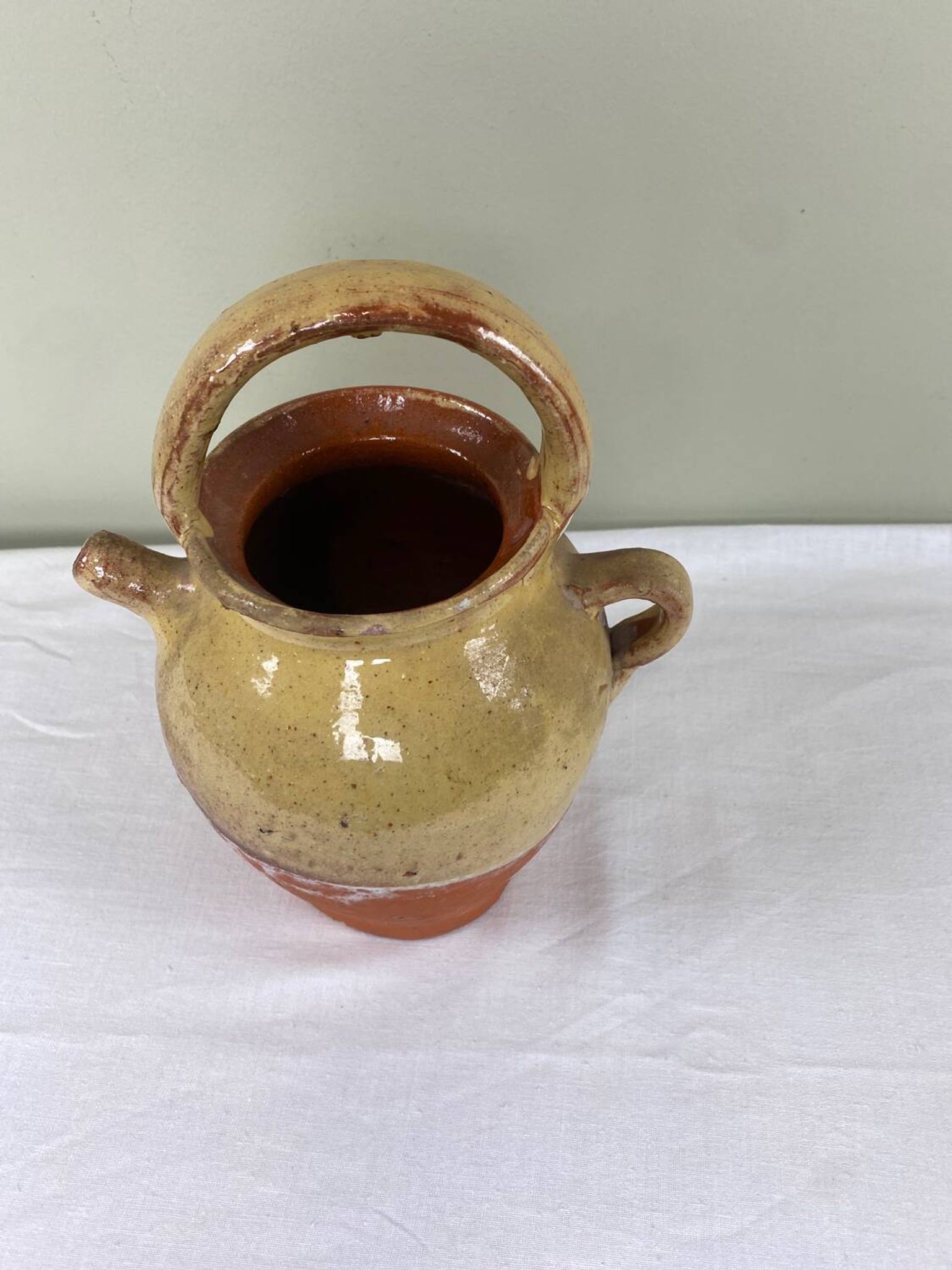 Glazed terracotta jug