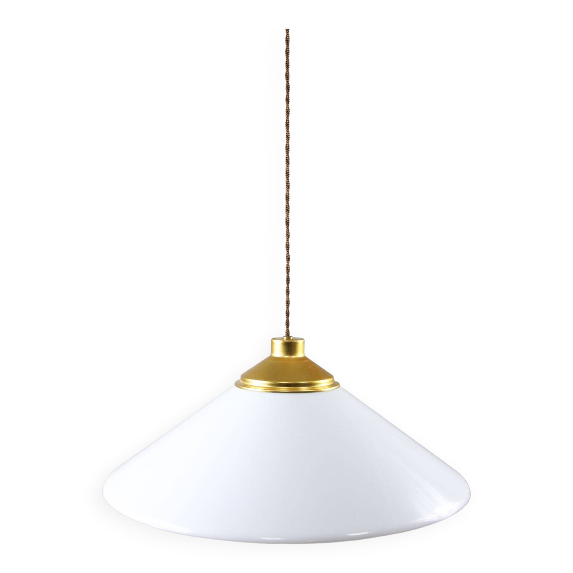 Space age italian plexiglas white saucer pendant lamp, 70s