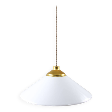 Suspension soucoupe blanche en plexiglas italien space age, années 70