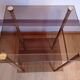 Sofa tip vintage in golden streaked brass and smoked glass