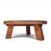 Brutalist oak coffee table / heavy weight 75 kg / 1960s