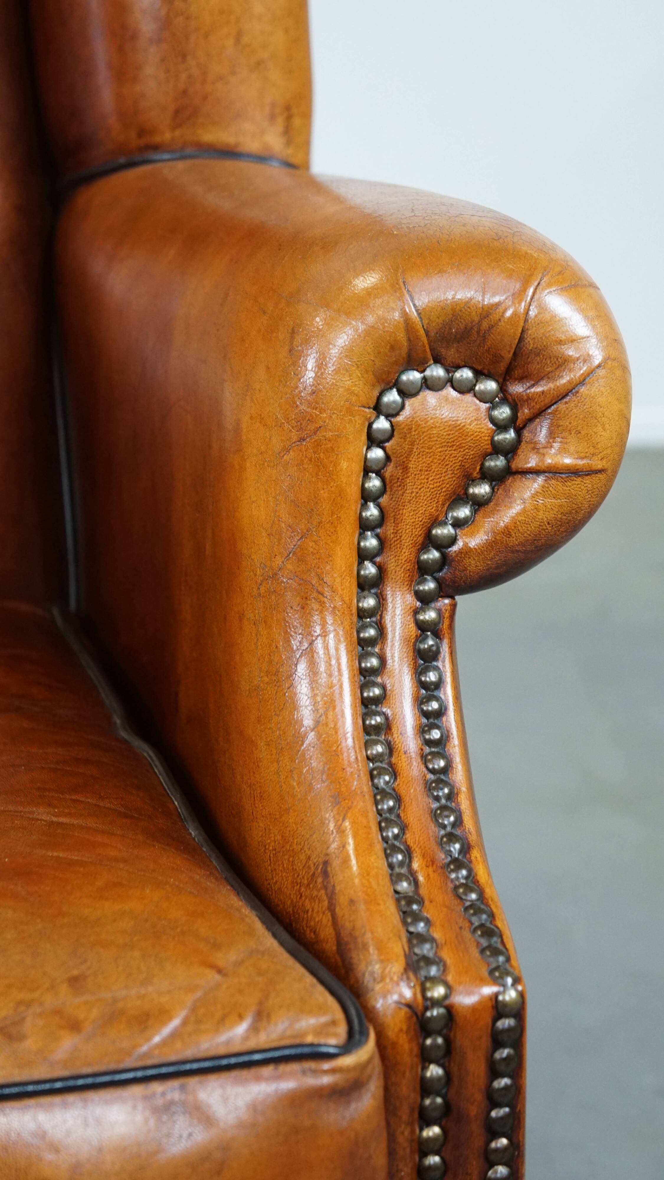 Sheep leather wingback chair