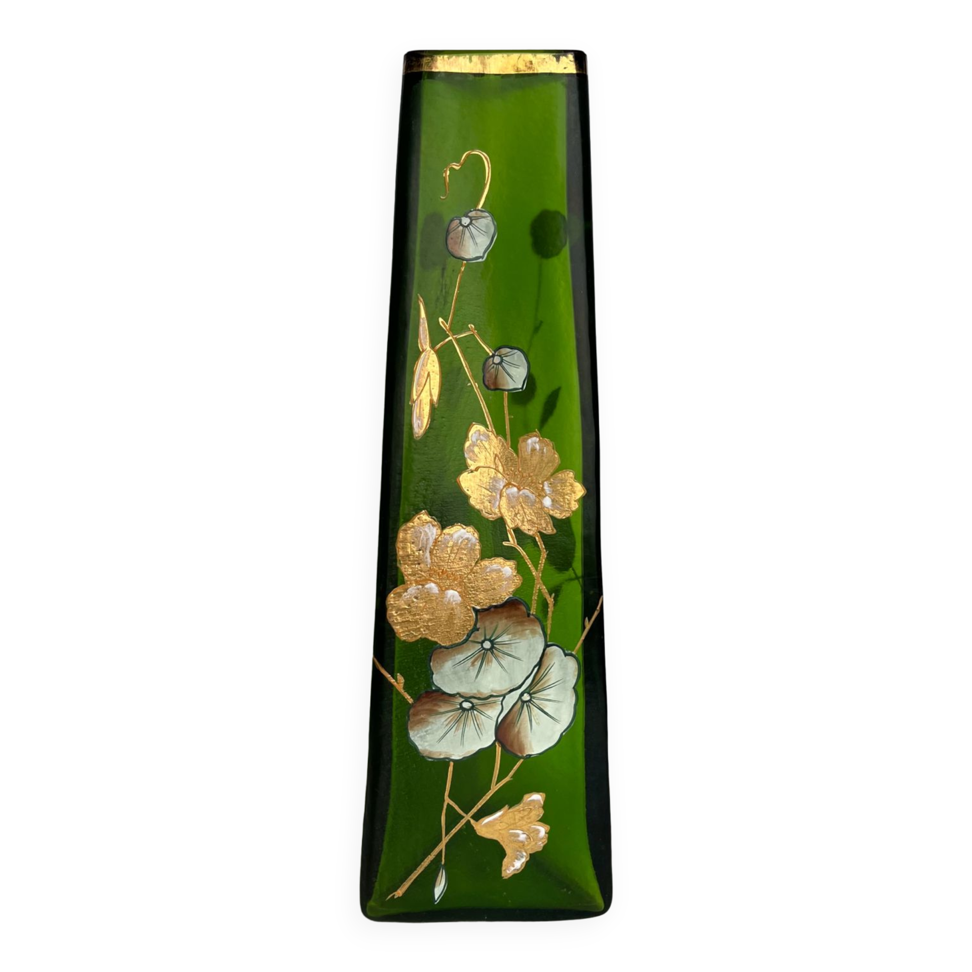 Art Nouveau vase in painted glass