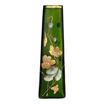 Vase art nouveau en verre peint