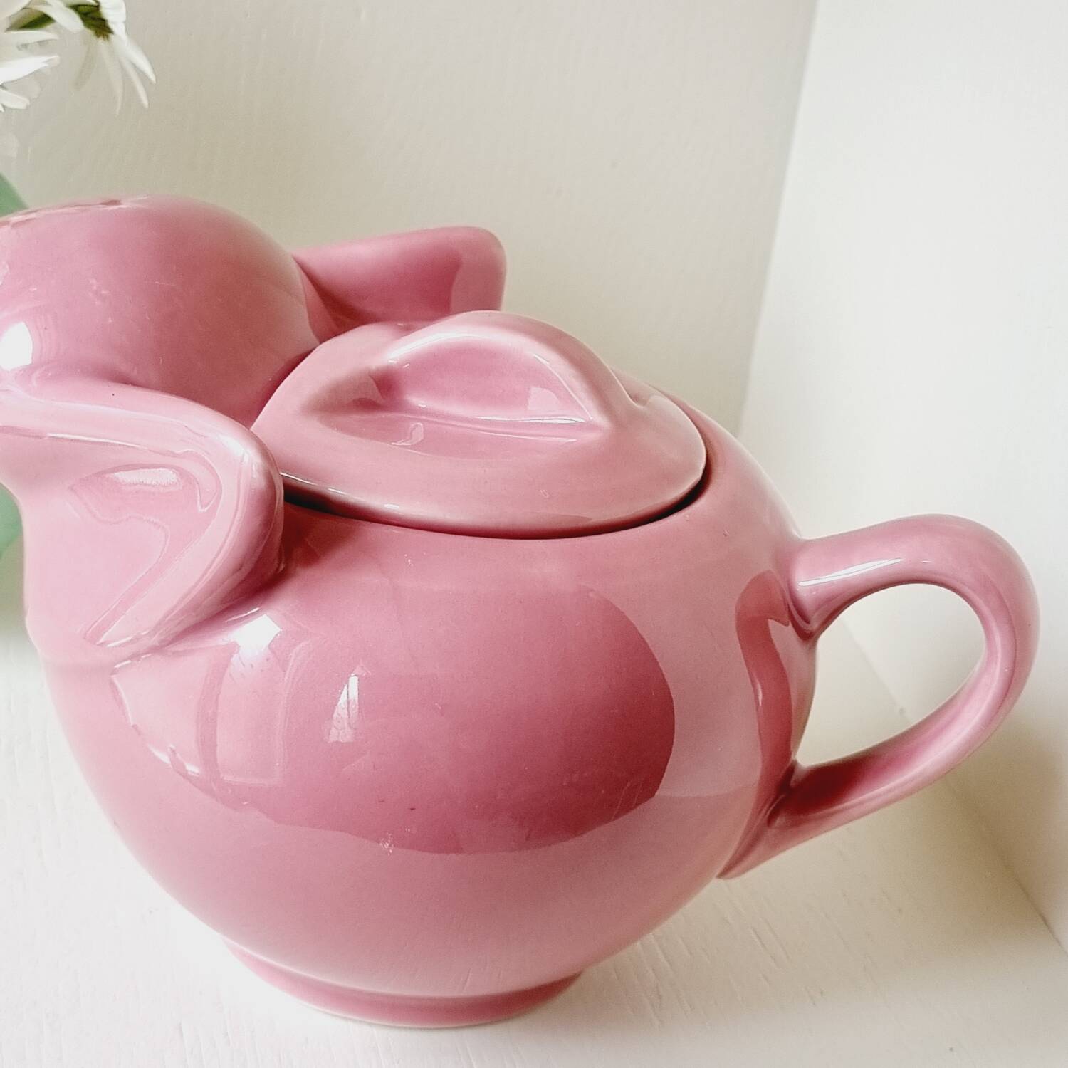 Pink ceramic elephant teapot