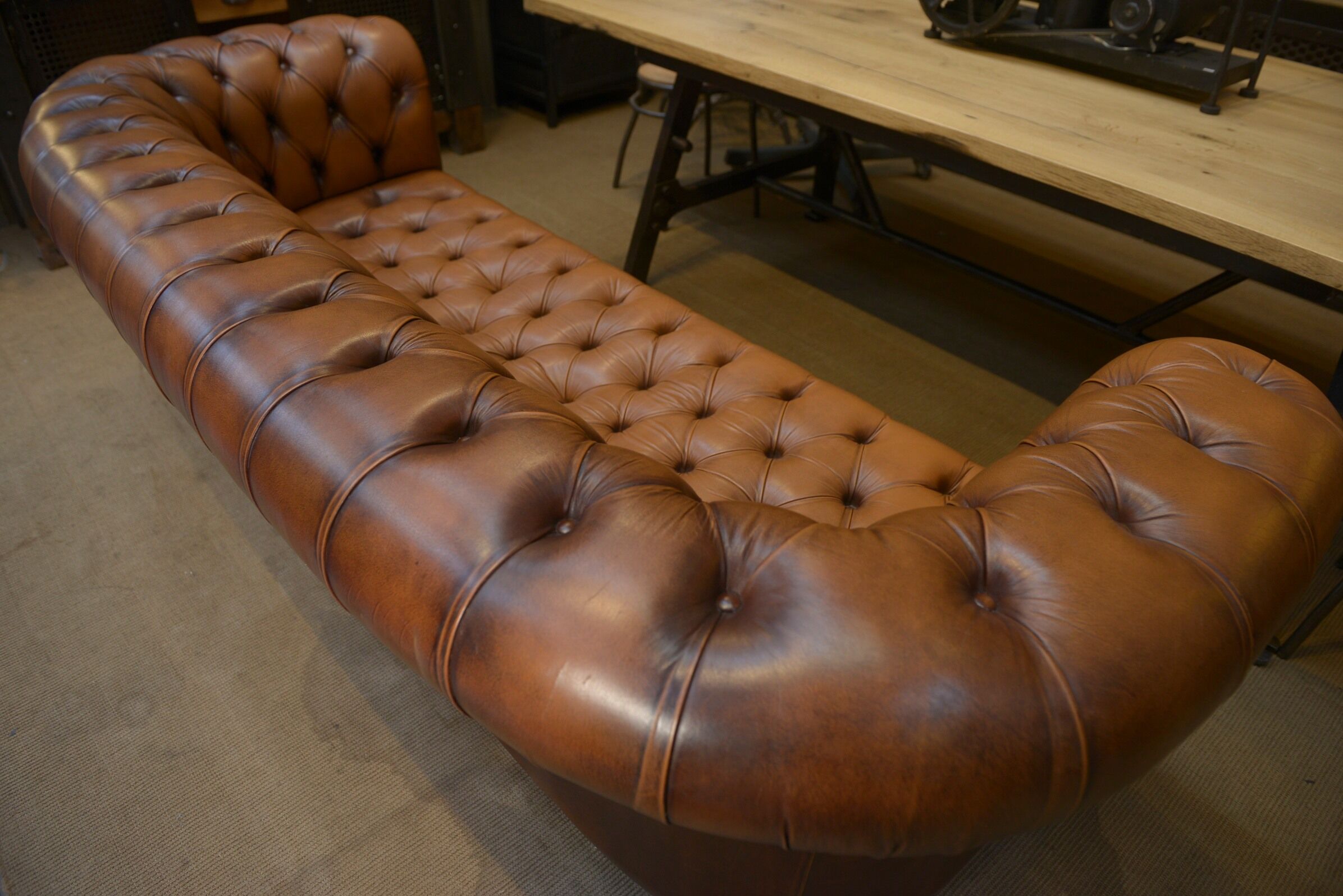 Chesterfield sofa 3 seater Vintage brown leather
