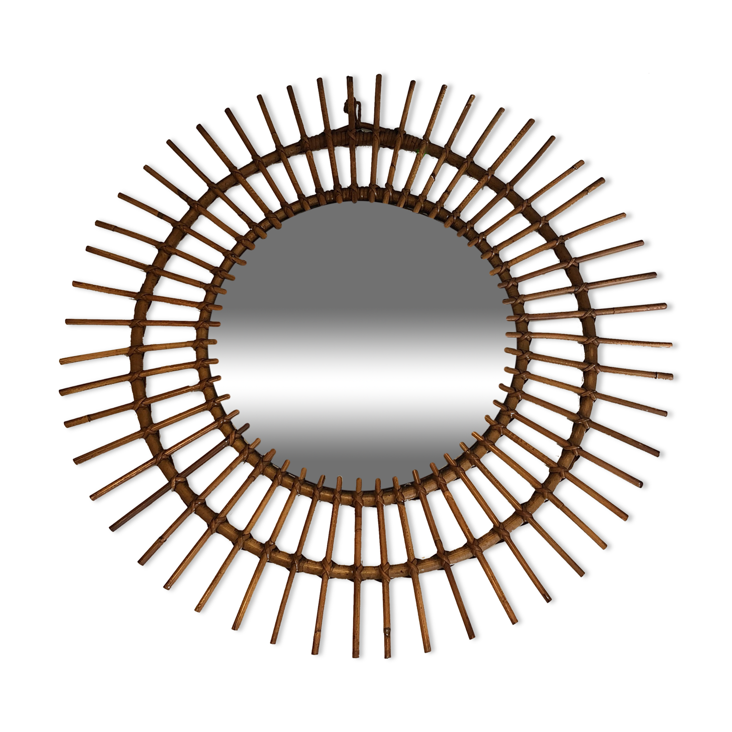 Small Rattan Mirror. French work. Around 1970