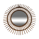 Small Rattan Mirror. French work. Around 1970