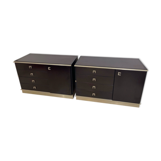 Pair of chests of drawers abbondinterni mahogany almost black.