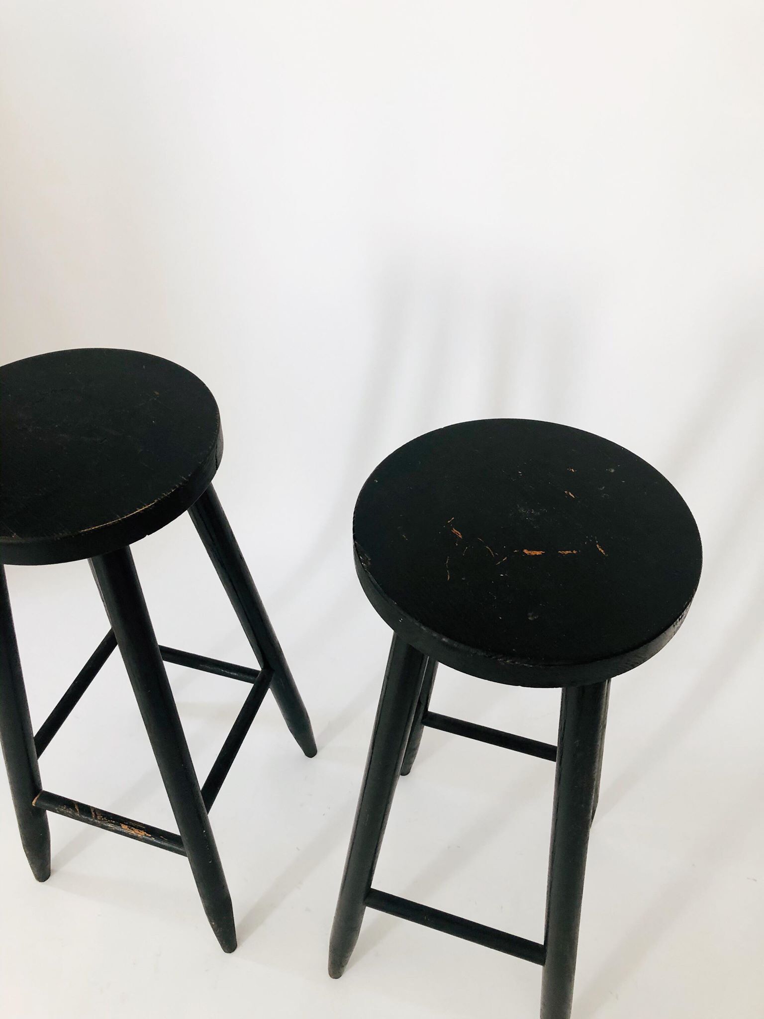 Pair wooden bar stools