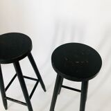 Pair wooden bar stools