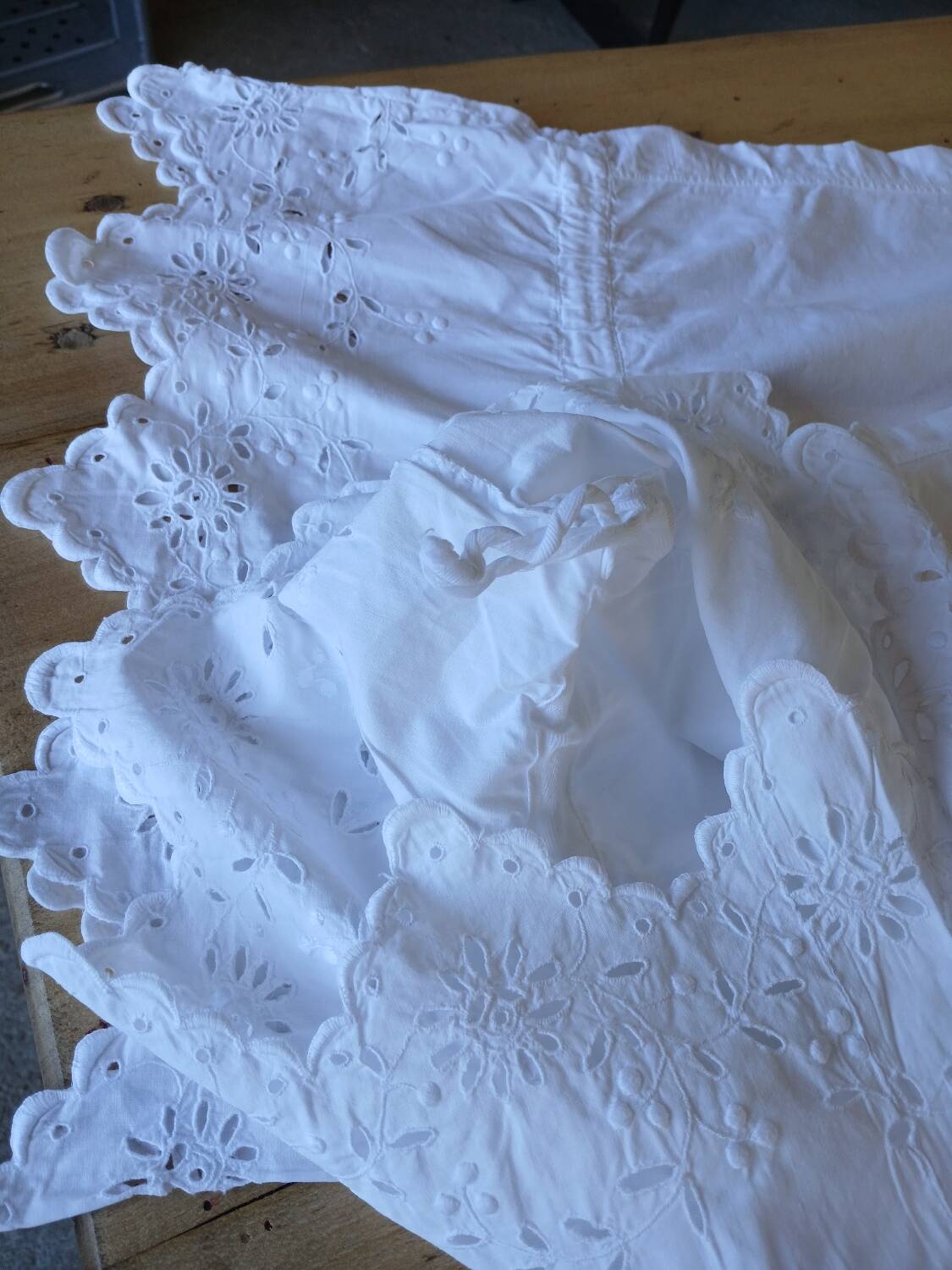 Antique ruffled bolster case