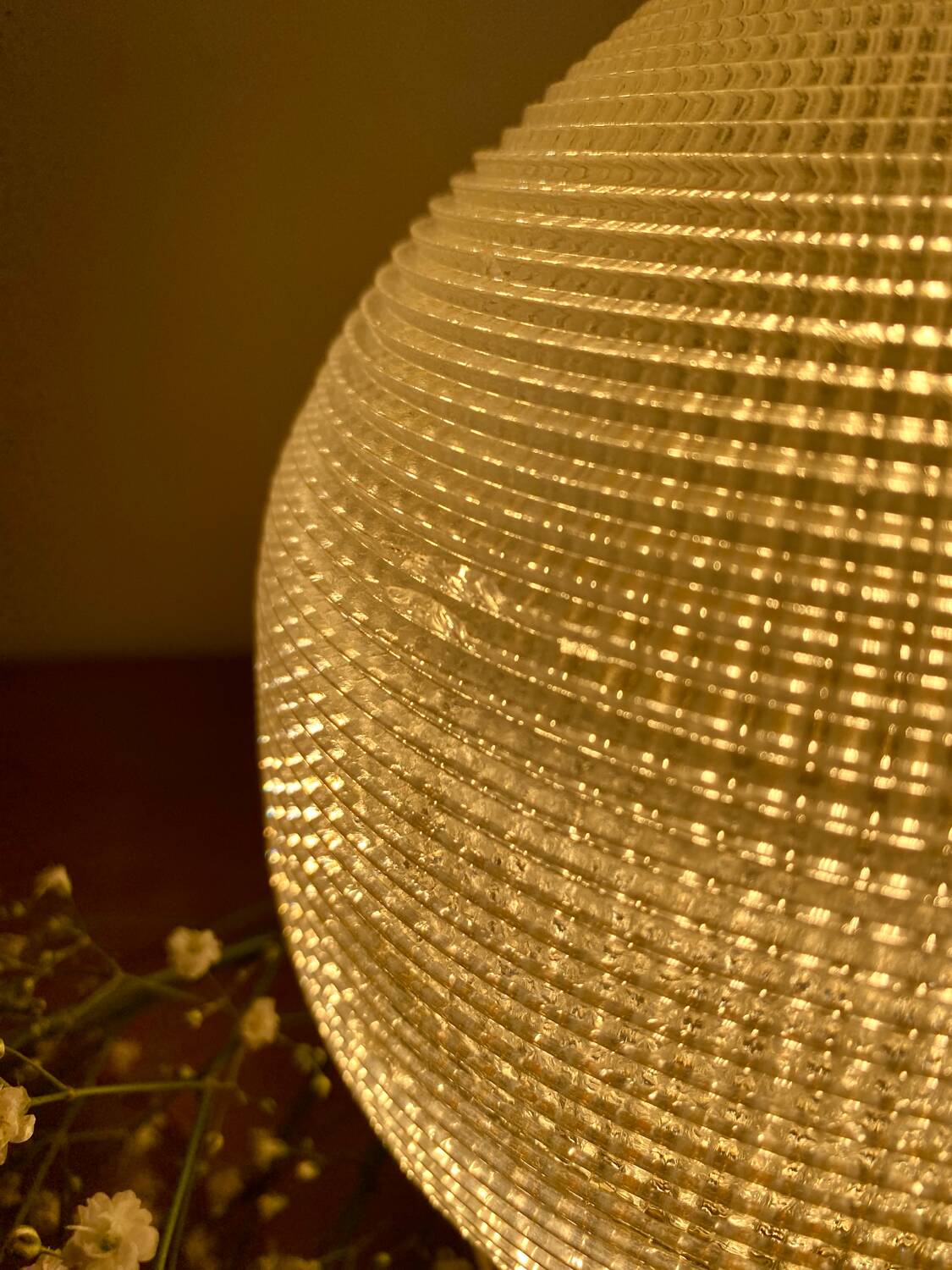 Vintage globe table lamp in holophane glass