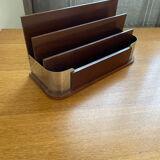 Art deco mail rack mahogany and chrome