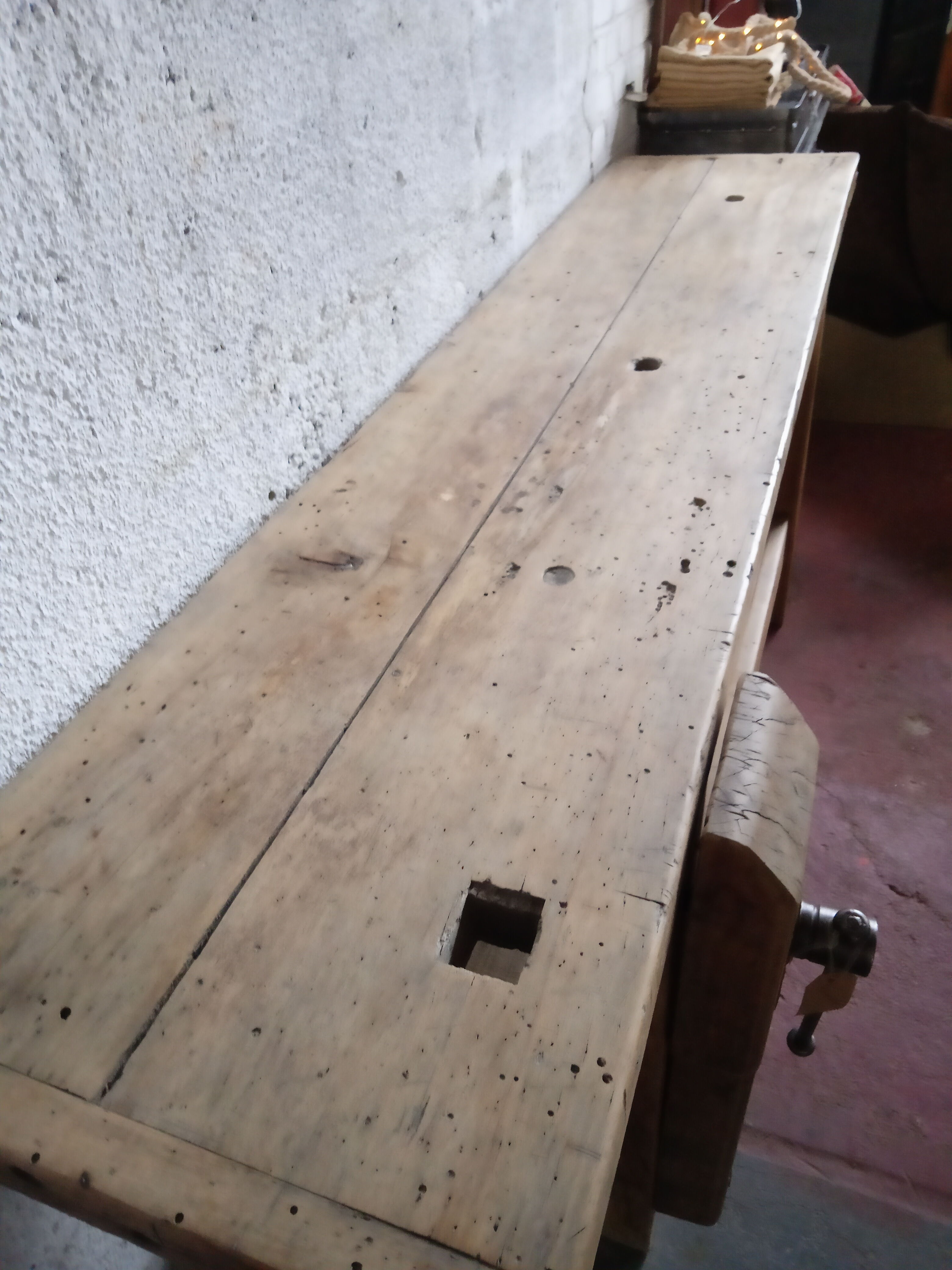 Waxed oak cabinetmaker's workbench