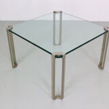 Peter Ghyczy for Ghyzcy Square Glass Coffee Table, 1970's Hollywood Regency