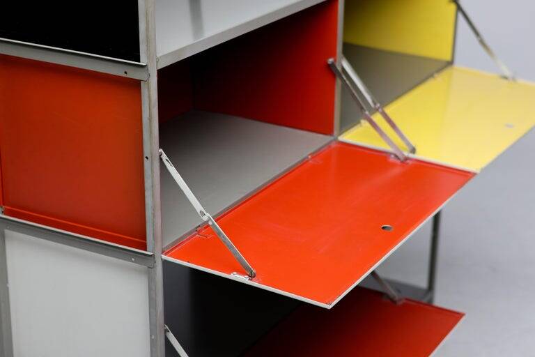 Wim Rietveld Model 663-2 Modular Metal Storage Cabinet for Gispen, 1954