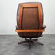 Midcentury Swivel Leather and Wood Armchair Göte Möbler Nässjö, Sweden, 1960s