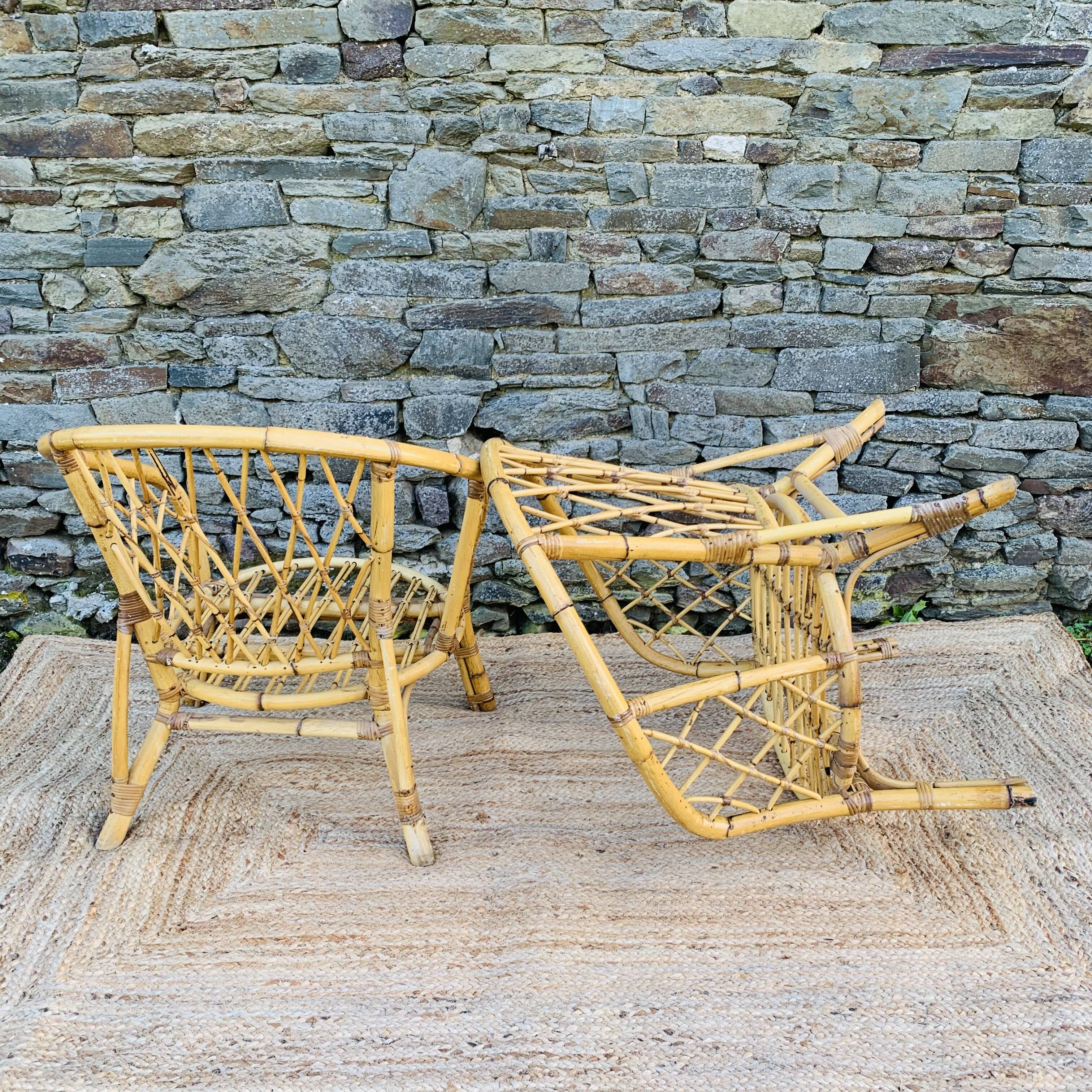 Pair of adult rattan armchairs