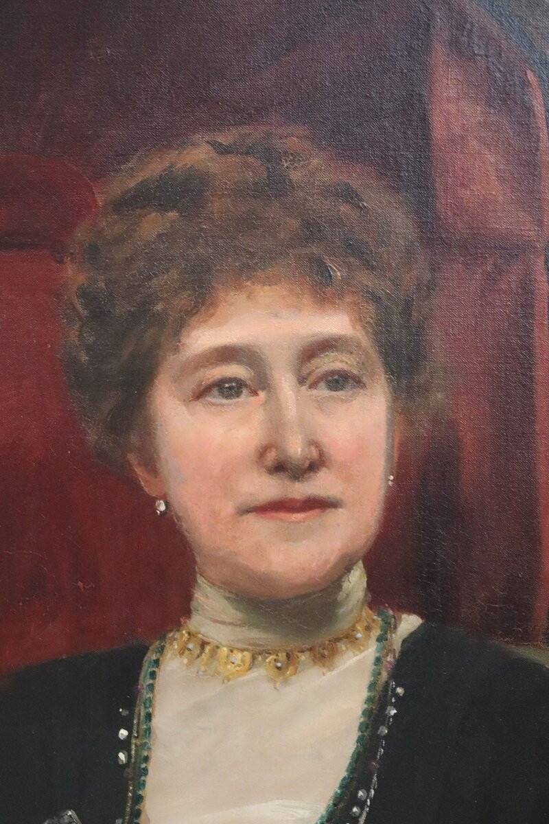 Large oil painting on canvas, portrait of a lady, signed and dated 1913