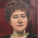 Large oil painting on canvas, portrait of a lady, signed and dated 1913