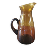 Tall vintage amber glass pitcher