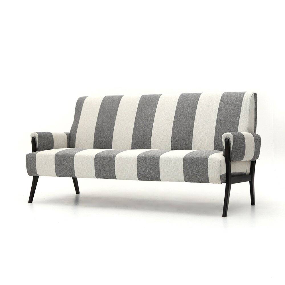 Three-seater wooden sofa, 1950s.