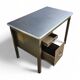 Industrial brown desk 1960s / linoleum inlay / model 7231 / Gispen / 1950s