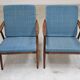 Pair of blue boomerang armchairs by Antonin Suman for Ton (Thonet) 1960