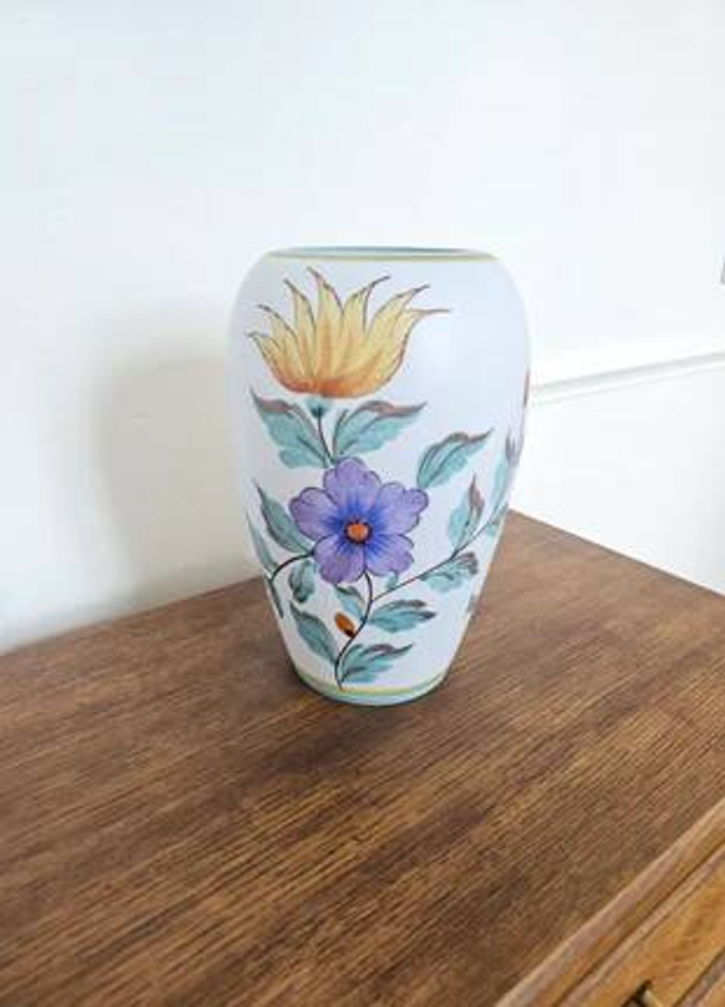 Vase vintage Flora Gouda Holland - Modèle Viola peint à la main