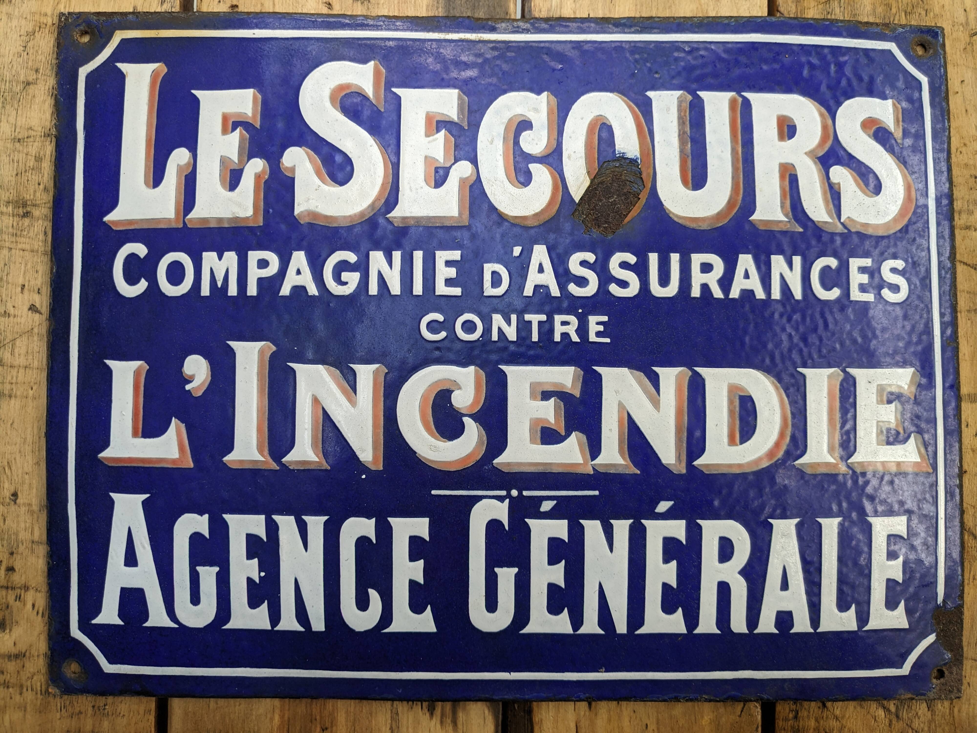 Enamelled plaque "The rescue" insurance company 1910/1920