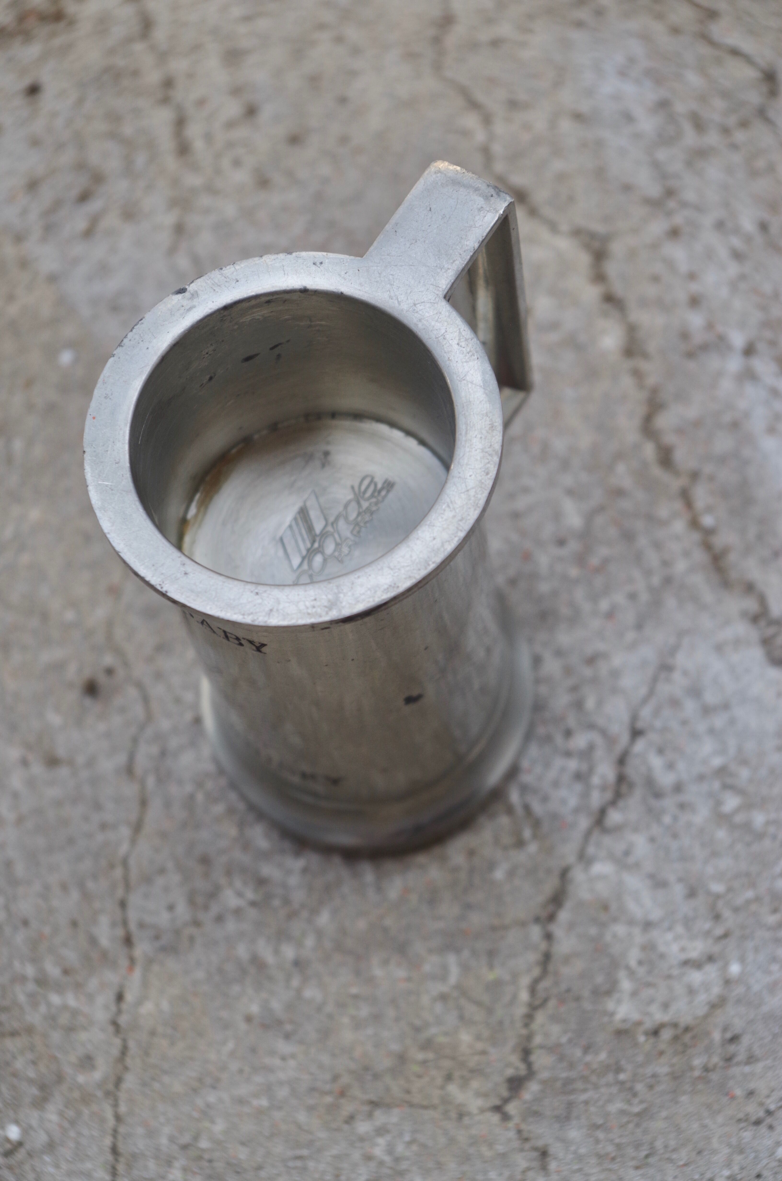 Concorde branded pewter whiskey jigger