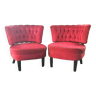 Fauteuils lounge vintage en velours rouge du milieu du siècle par Otto Schulz 1940 pour Jio Möbler