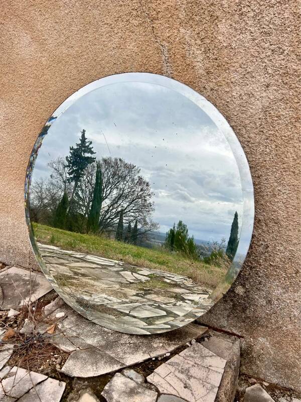 Antique bevelled mirror 90 cm